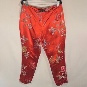Ralph Lauren Sport Silk Blend Asian Print Red Pants. Size 14